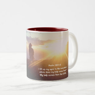 Psalm 121:1-2 Meine Hilfe kommt vom Herrn Zweifarbige Tasse