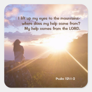 Psalm 121:1-2 Meine Hilfe kommt von der LORD Quadratischer Aufkleber