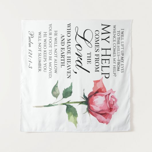 Psalm 121:1-3 Ich werde meine Augen aufheben Singl Wandteppich (Vorderseite (Horizontal))