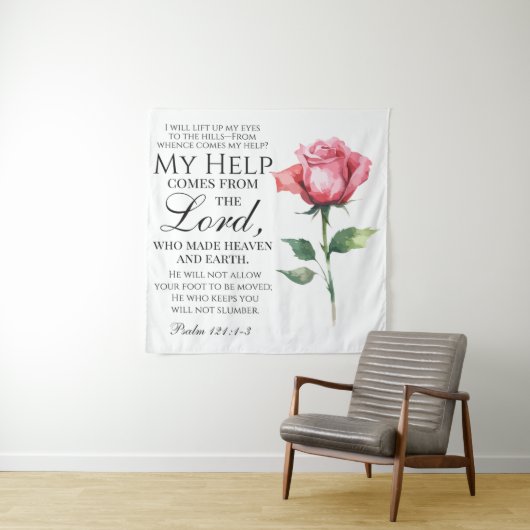 Psalm 121:1-3 Ich werde meine Augen aufheben Singl Wandteppich (Beispiel)