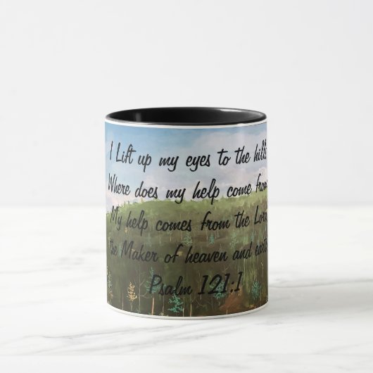 Psalm 121:1 Kunsthandwerk Tasse (Zentrum)
