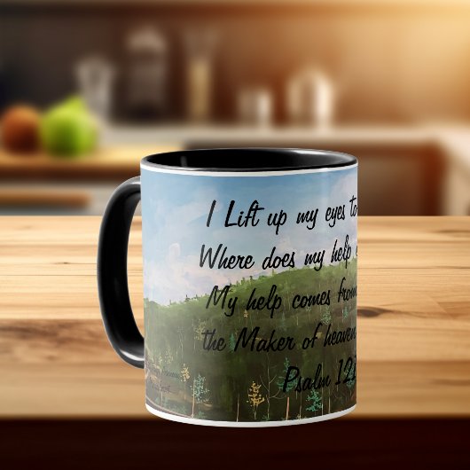 Psalm 121:1 Kunsthandwerk Tasse