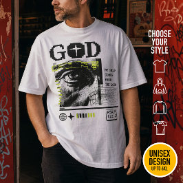 Psalm 121:2 Neon-Lime Auge Gottes CRT-Glitch-Art T-Shirt