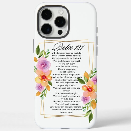 Psalm 121 Geometrischer Rahmen für Blumen Case-Mate iPhone Hülle (Rückseite)