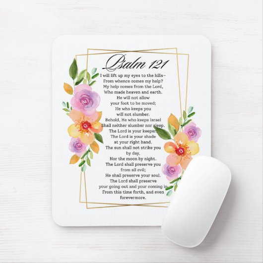 Psalm 121 Geometrischer Rahmen für Blumen Mousepad (Mit Mouse)