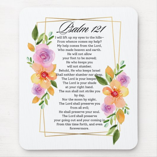 Psalm 121 Geometrischer Rahmen für Blumen Mousepad (Vorne)