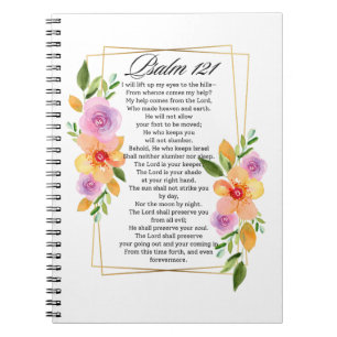 Psalm 121 Geometrischer Rahmen für Blumen Notizblock
