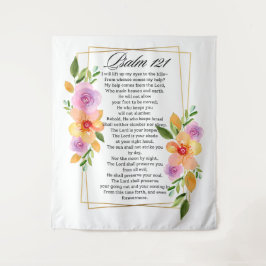 Psalm 121 Geometrischer Rahmen für Blumen Wandteppich