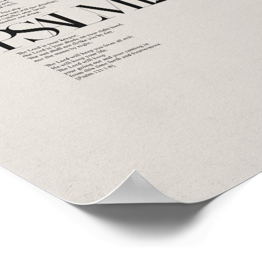 Psalm 121 - "Ich heben meine Augen auf die Hügel" Poster (Ecke)