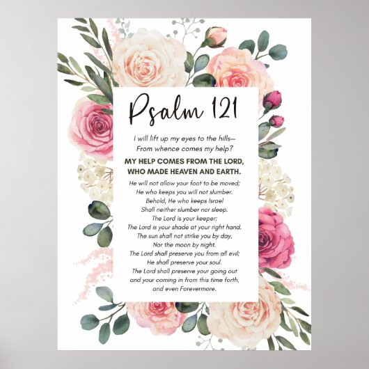 Psalm 121 Ich werde meine Augen erheben Florale Bi Poster (Vorne)