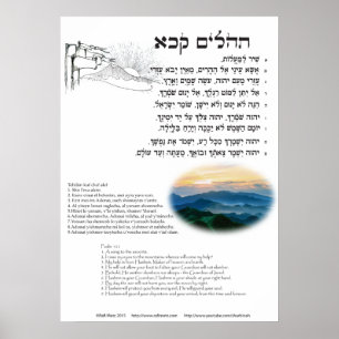 Psalm 121 in Hebräisch, Englisch, und Transliterat Poster