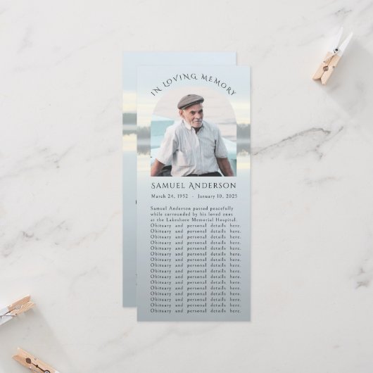 Psalm 121 Misty Lake Sunset Memorial Foto-Karte Karte (Vorderseite/Rückseite Beispiel)