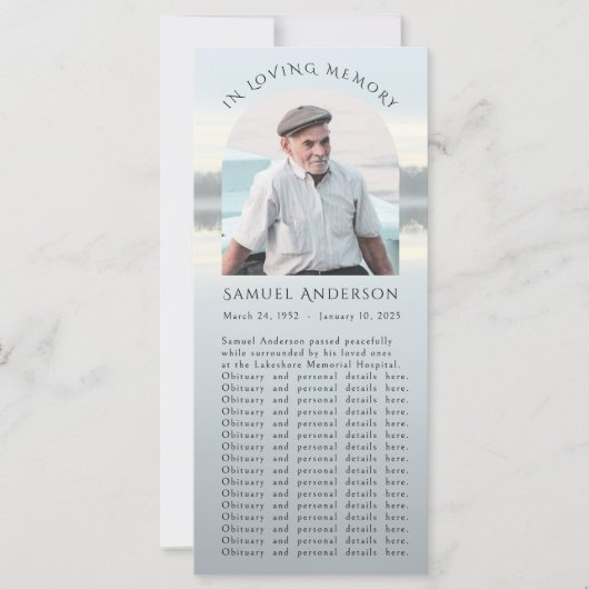 Psalm 121 Misty Lake Sunset Memorial Foto-Karte Karte (Vorderseite)