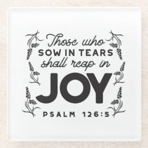 Psalm 126:5 Schrift-Typografie – Ernte in Freude Glasuntersetzer