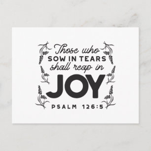 Psalm 126:5 Schrift-Typografie – Ernte in Freude Postkarte