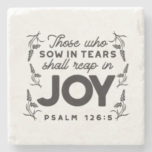 Psalm 126:5 Schrift-Typografie – Ernten in Freude Steinuntersetzer