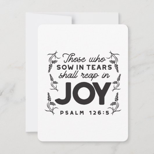 Psalm 126:5 Scripture Typography – Reap in Joy Mitteilungskarte (Vorderseite)