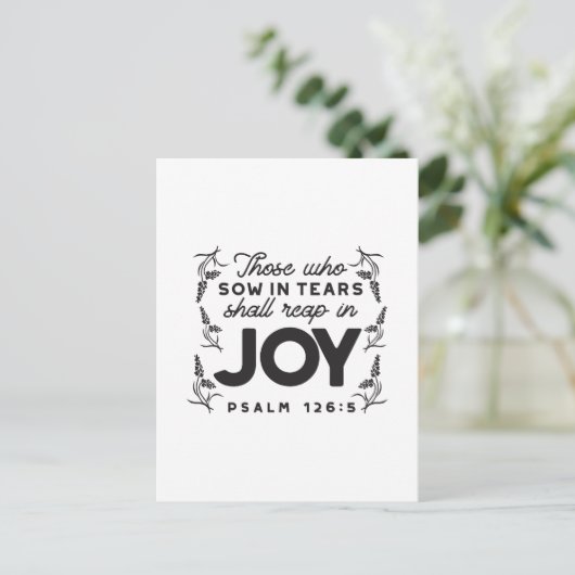 Psalm 126:5 Scripture Typography – Reap in Joy Postkarte (Stehend Vorderseite)