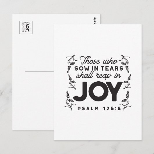 Psalm 126:5 Scripture Typography – Reap in Joy Postkarte (Vorne/Hinten)