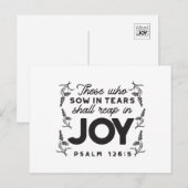 Psalm 126:5 Scripture Typography – Reap in Joy Postkarte (Vorne/Hinten)