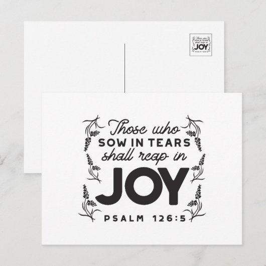 Psalm 126:5 Scripture Typography – Reap in Joy Postkarte (Vorne/Hinten)