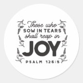 Psalm 126:5 Scripture Typography – Reap in Joy Runder Aufkleber (Vorderseite)