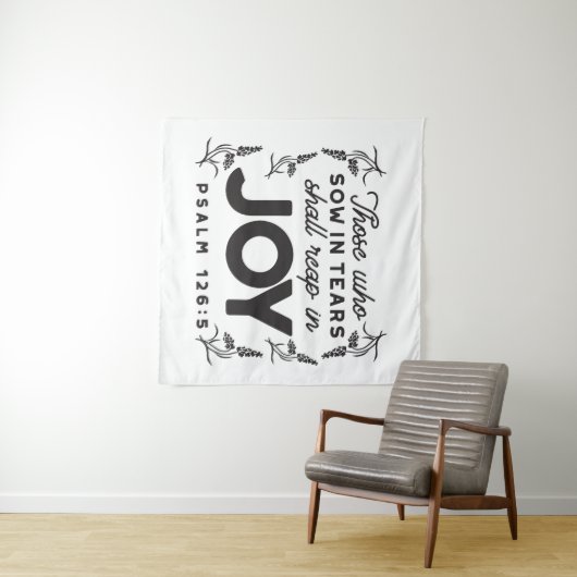 Psalm 126:5 Scripture Typography – Reap in Joy Wandteppich (Beispiel (Horizontal))