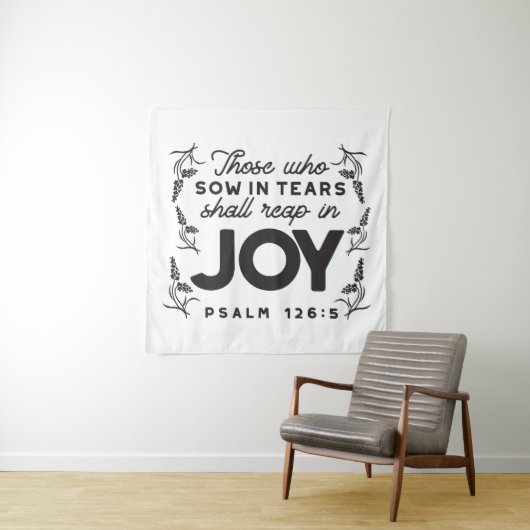 Psalm 126:5 Scripture Typography – Reap in Joy Wandteppich (Beispiel)