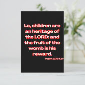 Psalm 127:3 KJV Bibelschrift Begrüßung Karte (Stehend Vorderseite)