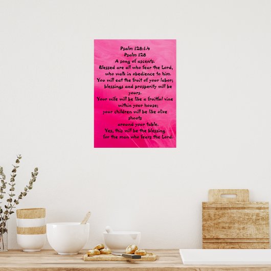 Psalm 128:1-4 poster (Küche)