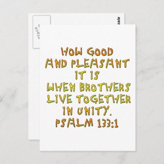 Psalm 133:1 postkarte (Vorne/Hinten)