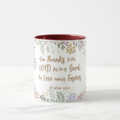 Psalm 136:1 Danke an den Herrn Floral Tasse (Zentrum)
