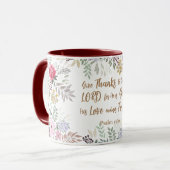 Psalm 136:1 Danke an den Herrn Floral Tasse (Vorderseite Links)
