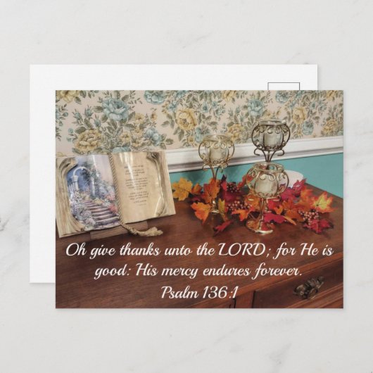 Psalm 136:1 O dankt dem Herrn für Er ist Postkarte (Vorne/Hinten)
