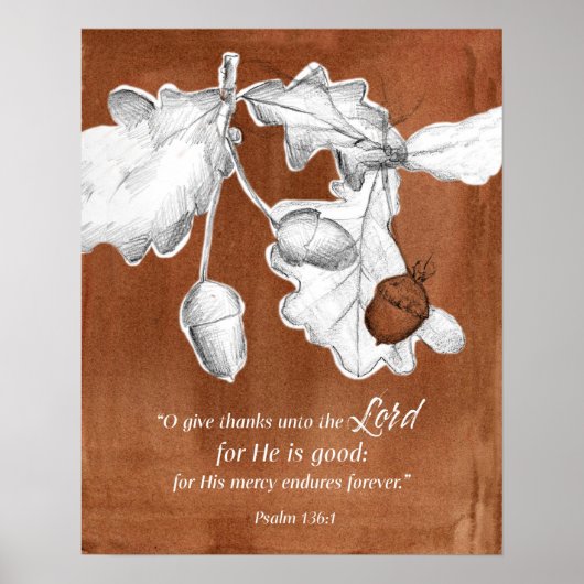 Psalm 136 Schrift Gebt Dank Eichen Acorns Eichenba Poster (Vorne)
