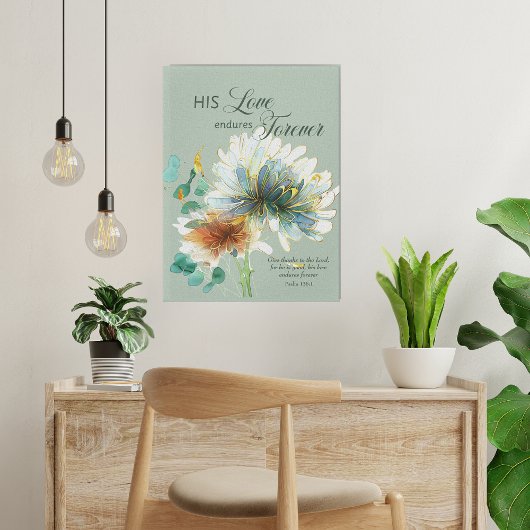 Psalm 136 Seine Liebe hält für immer grün Leinwanddruck