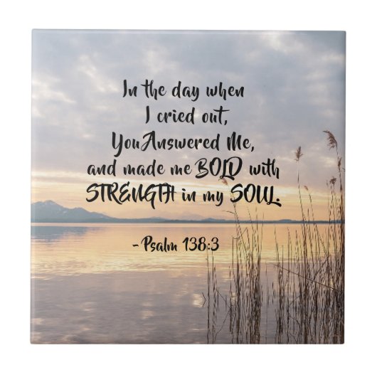 Psalm 138:3 Du hast mich zu einem kühlen Sonnenunt Fliese (Vorderseite)