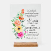 Psalm 139:13-14 Wunderbar Made Floral Christian Acrylschild (Vorderseite)