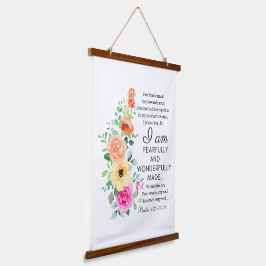 Psalm 139:13-14 Wunderbar Made Floral Christian Wandteppich Mit Holzrahmen (Gewinkelt)