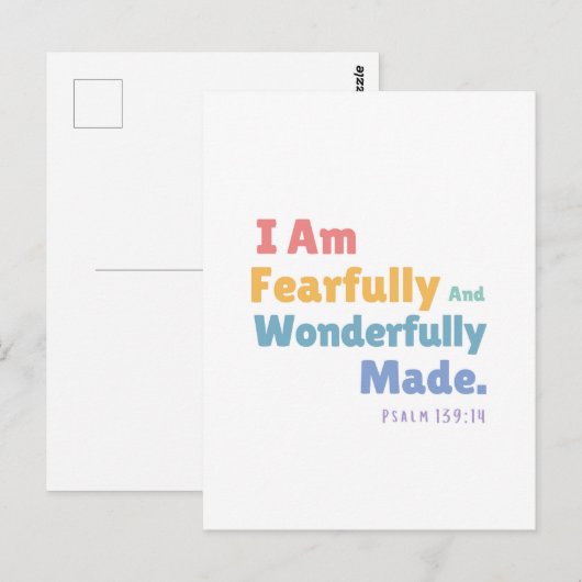 Psalm 139:14 Bibelverse Christliches Kinderzimmer Postkarte (Vorne/Hinten)