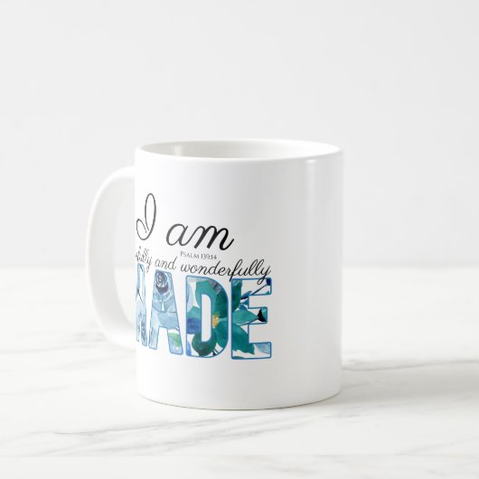 Psalm 139:14 Furcht und wunderbar gemacht Kaffeetasse (Vorderseite Links)