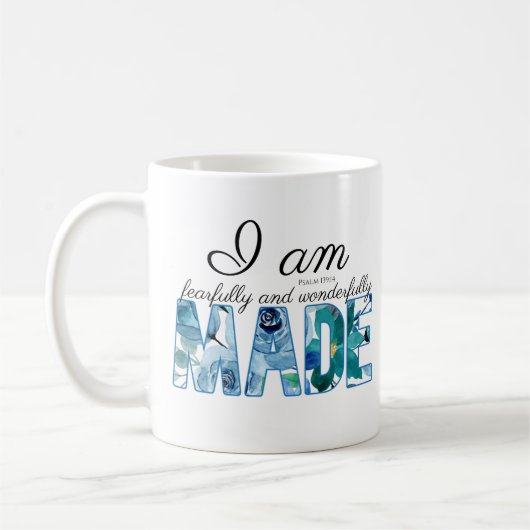 Psalm 139:14 Furcht und wunderbar gemacht Kaffeetasse (Links)