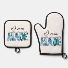 Psalm 139:14 Furcht und wunderbar gemacht Ofenhandschuh & Topflappen-Set