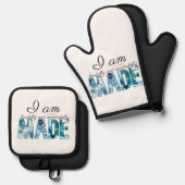 Psalm 139:14 Furcht und wunderbar gemacht Ofenhandschuh & Topflappen-Set (Vorderseite/Rückseite)