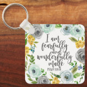Psalm 139:14 Furchtbar und wunderbar blumenreich Schlüsselanhänger (Vorderseite)