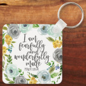 Psalm 139:14 Furchtbar und wunderbar blumenreich Schlüsselanhänger (Rückseite)