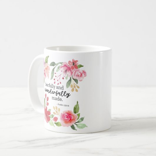 Psalm 139:14 - Furchtbar und wunderbar gemacht Kaffeetasse (Vorderseite Links)