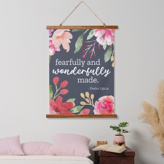 Psalm 139:14 - Furchtbar und wunderbar gemacht Wandteppich Mit Holzrahmen (Schlafzimmer)