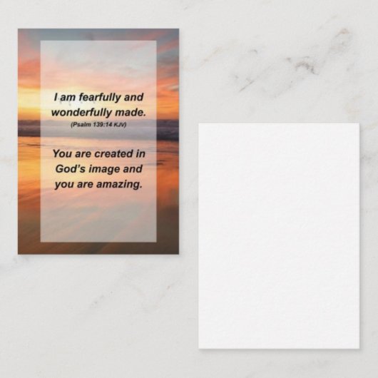 Psalm 139:14 I am fearfully and wonderfully made Begleitkarte (Vorne/Hinten)