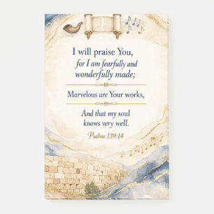 Psalm 139:14 - Ich will dich preisen Post-it Klebezettel